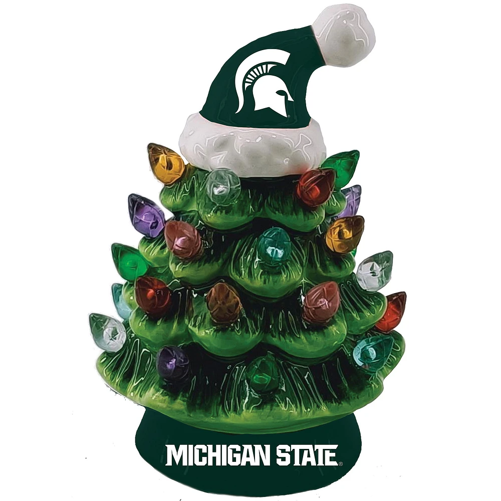 Michigan State Spartans 8" Light Up Ceramic LED Christmas Tree
