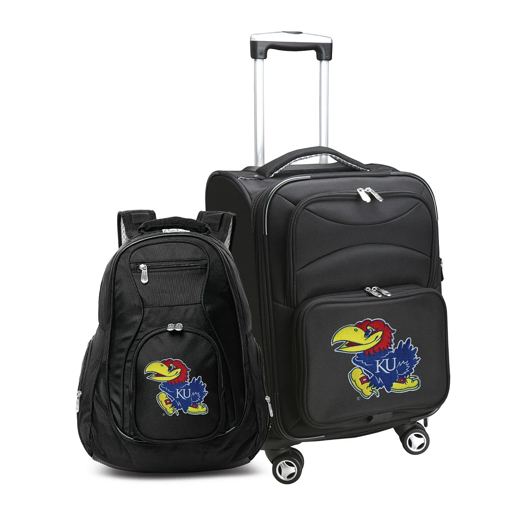 MOJO Black Kansas Jayhawks Softside Carry-On & Backpack Set