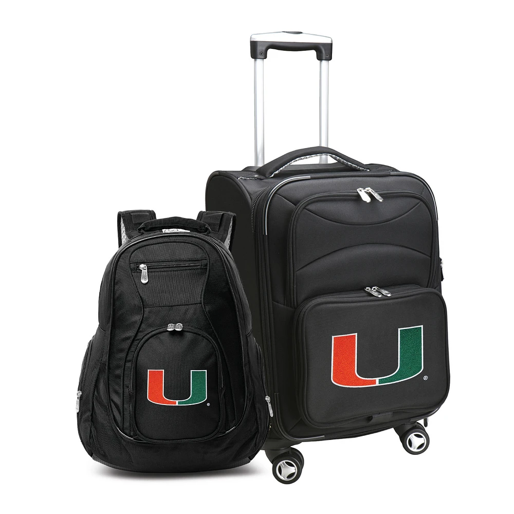 MOJO Black Miami Hurricanes Softside Carry-On & Backpack Set