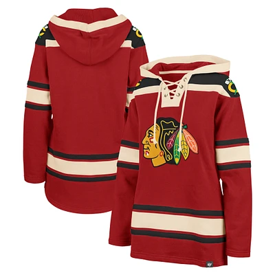 Women's '47 Red Chicago Blackhawks Superior Lacer Pullover Hoodie