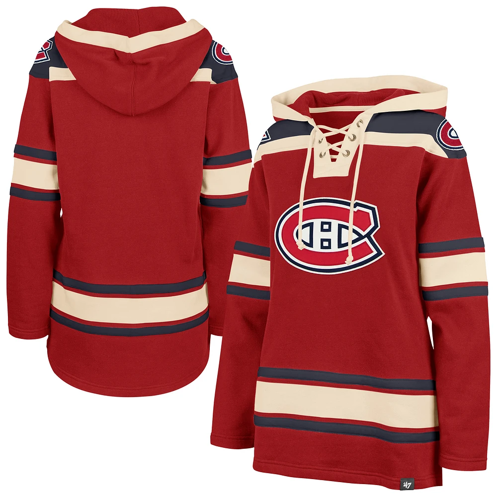 Women's '47 Red Montreal Canadiens Superior Lacer Pullover Hoodie