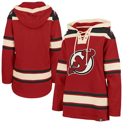 Women's '47 Red New Jersey Devils Superior Lacer Pullover Hoodie