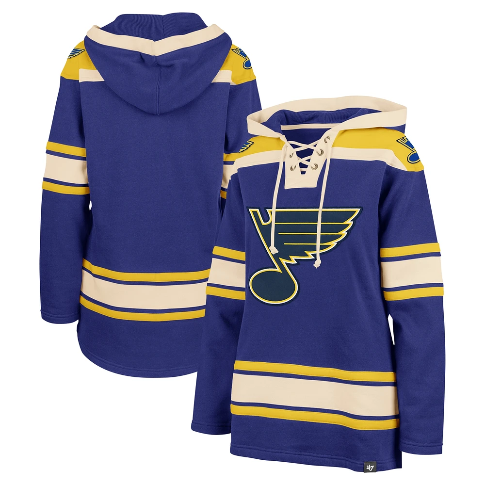 Women's '47 Blue St. Louis Blues Superior Lacer Pullover Hoodie