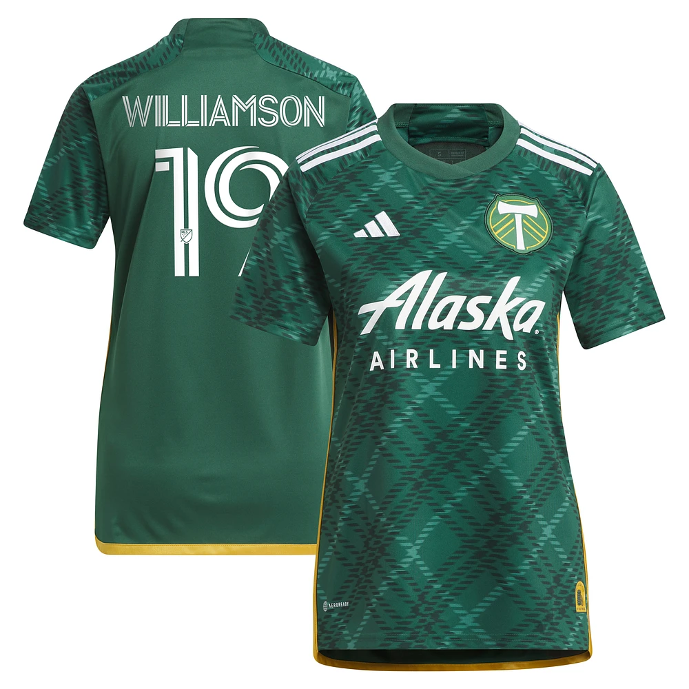Women's adidas Eryk Williamson Green Portland Timbers 2023 Portland Plaid Kit Replica Jersey