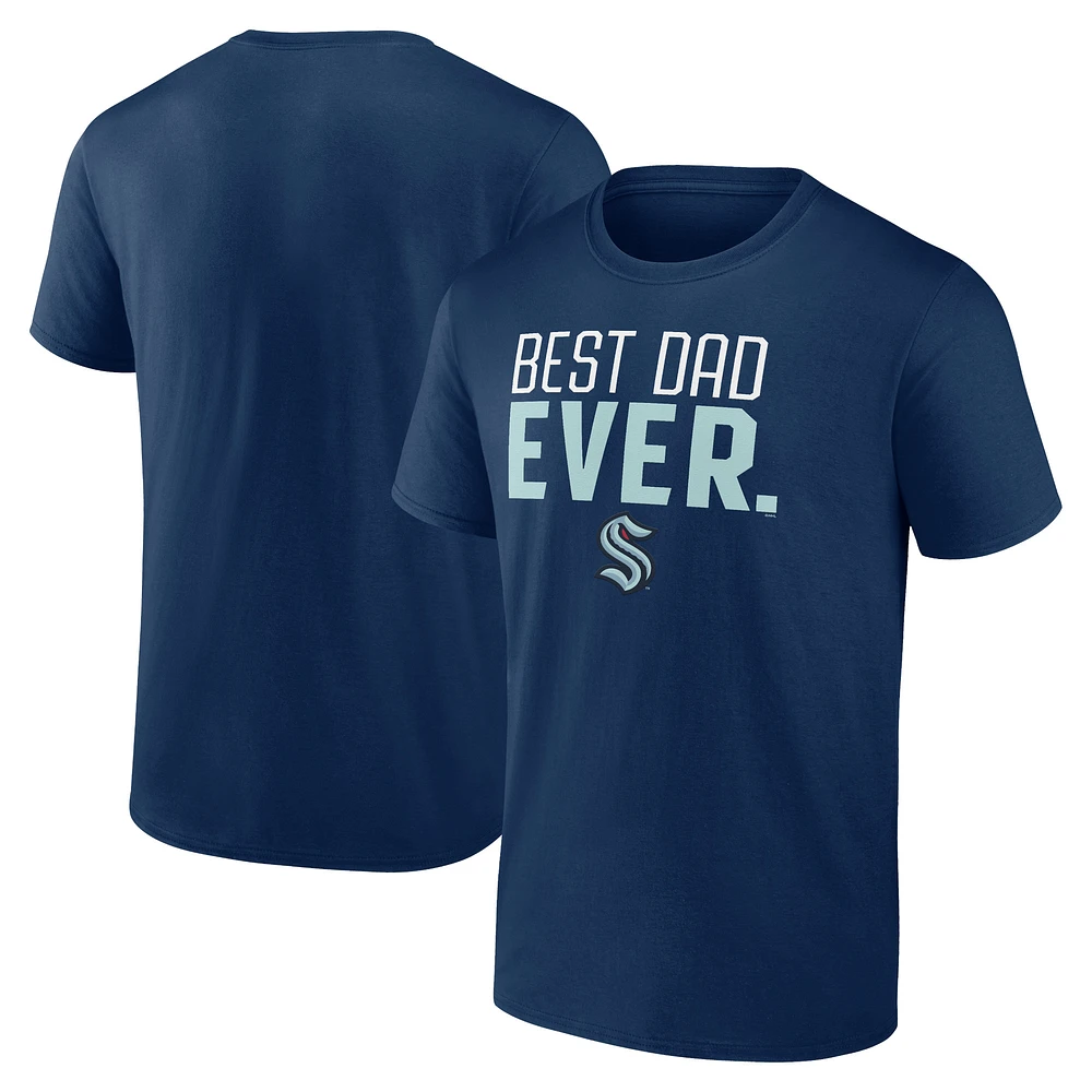 Men's Deep Sea Blue Seattle Kraken Best Dad Ever T-Shirt