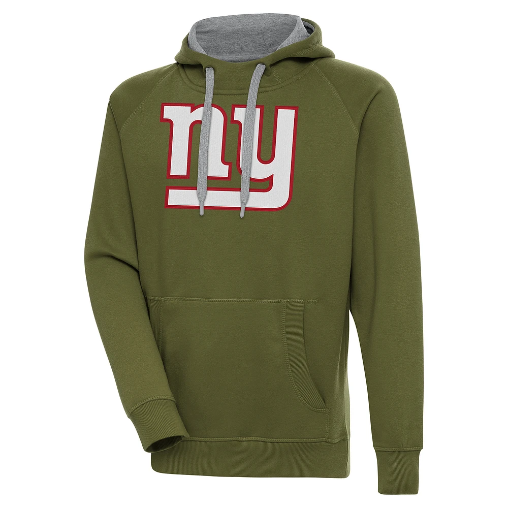 Men's Antigua Olive New York Giants Primary Logo Victory Pullover Hoodie
