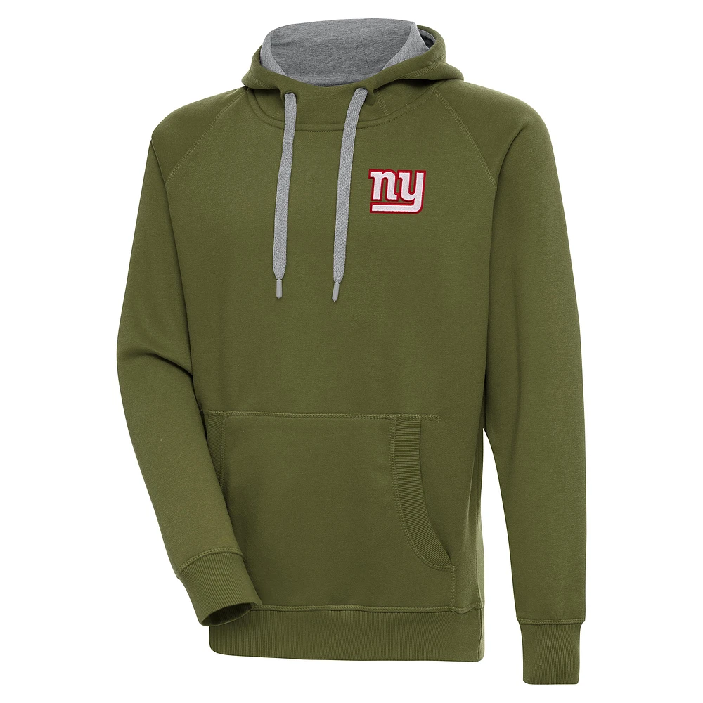 Men's Antigua Olive New York Giants Victory Pullover Hoodie