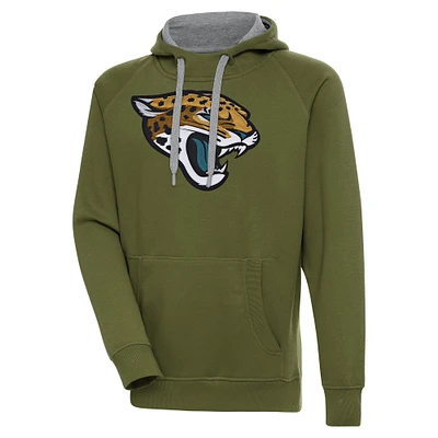 Men's Antigua  Olive Jacksonville Jaguars Primary Logo Victory Pullover Hoodie