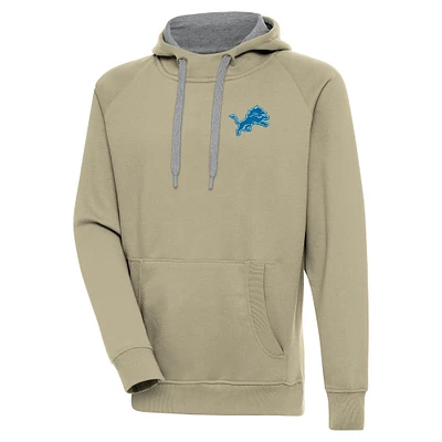 Men's Antigua Khaki Detroit Lions Victory Pullover Hoodie