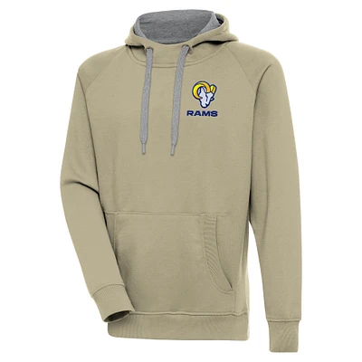 Men's Antigua Khaki Los Angeles Rams Victory Pullover Hoodie