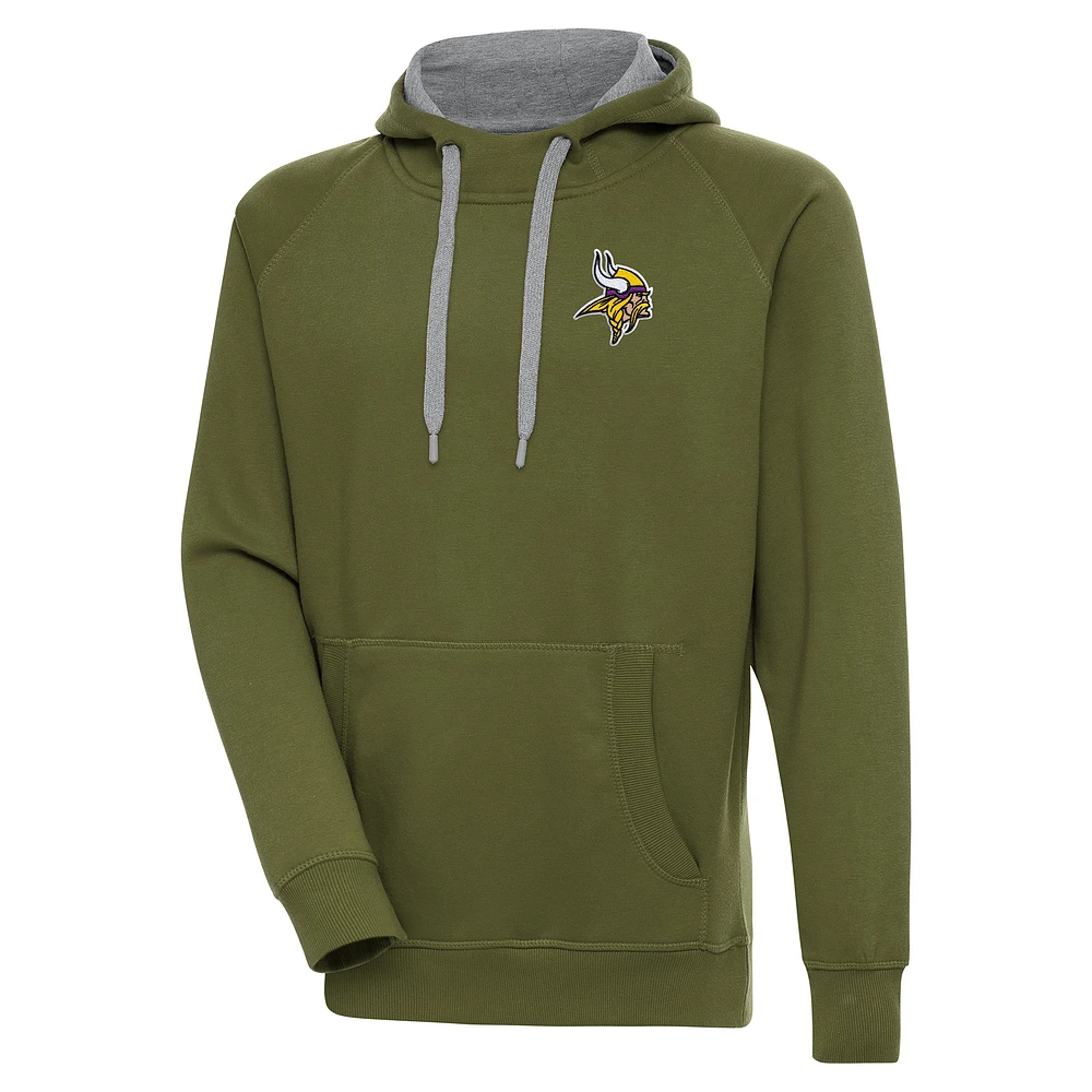 Men's Antigua Olive Minnesota Vikings Victory Pullover Hoodie