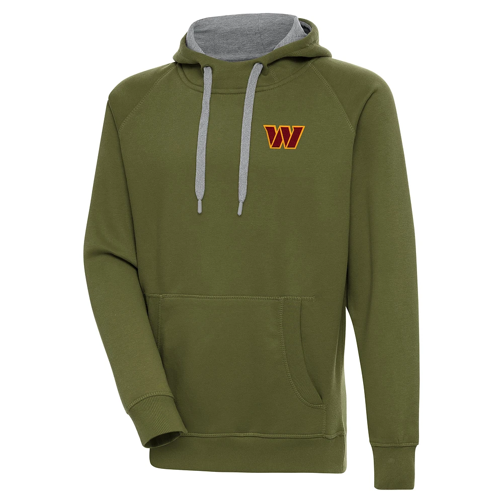 Men's Antigua Olive Washington Commanders Victory Pullover Hoodie