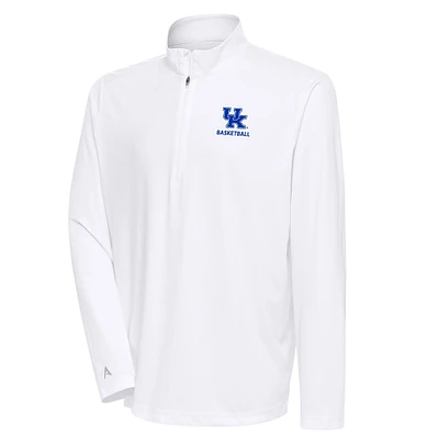 Women's Antigua White Kentucky Wildcats Basketball Tribute Half-Zip Pullover Top