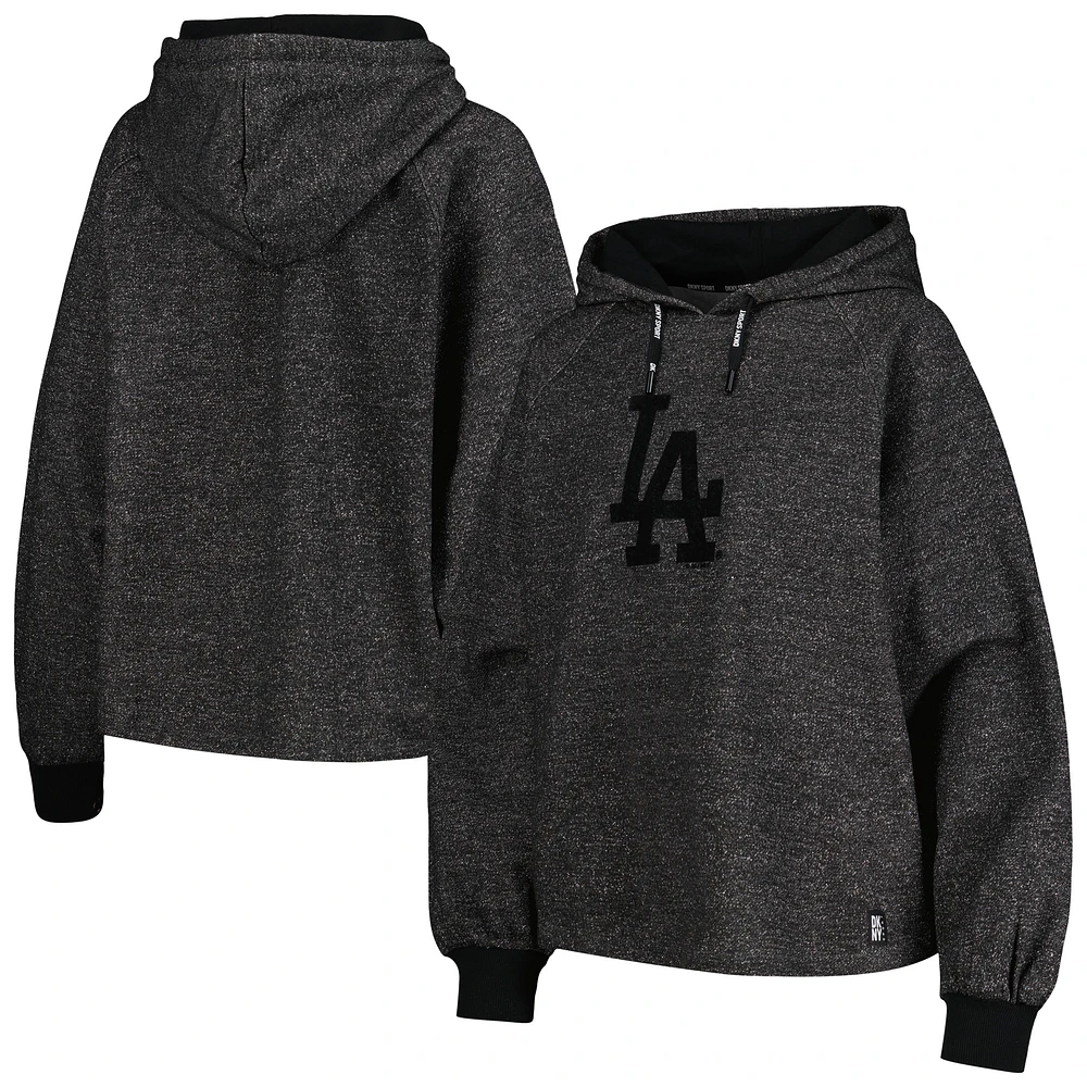 Women's DKNY Sport Black Los Angeles Dodgers Debbie Dolman Raglan Pullover Hoodie