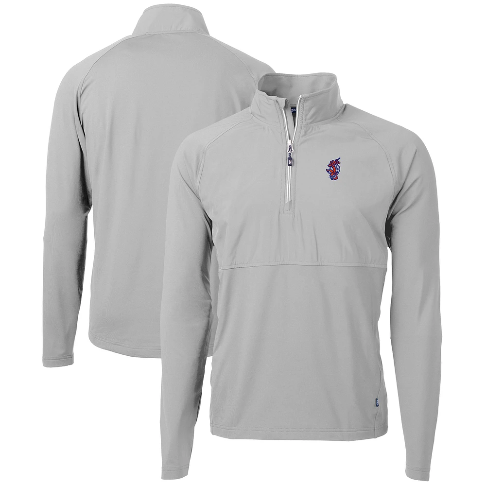 Men's Cutter & Buck Gray Florida Gators Swinging Gator Adapt Eco Knit Hybrid Recycled Quarter-Zip Pullover Top
