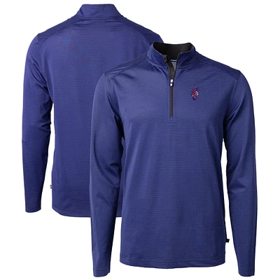 Men's Cutter & Buck Royal Florida Gators Swinging Gator Virtue Eco Pique Micro Stripe Recycled Quarter-Zip Pullover Top