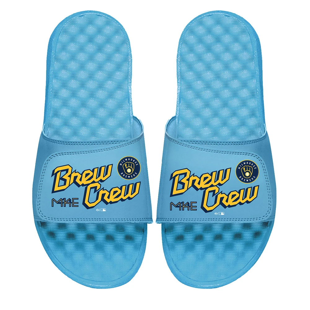 Youth ISlide Light Blue Milwaukee Brewers City Connect Slide Sandals