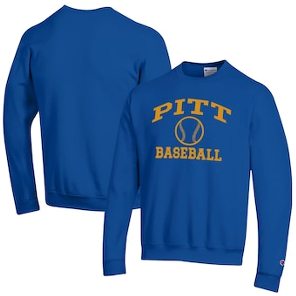 Men's Champion Royal Pitt Panthers Baseball Icon Powerblend Pullover Sweatshirt