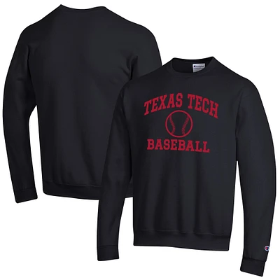 Men's Champion Black Texas Tech Red Raiders Baseball Icon Powerblend Pullover Sweatshirt