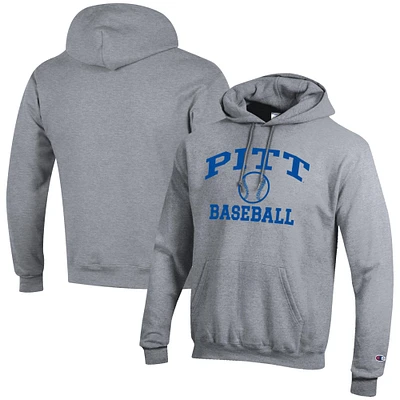 Men's Champion Gray Pitt Panthers Baseball Icon Powerblend Pullover Hoodie