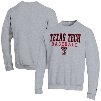 Men's Champion Texas Tech Red Raiders Baseball Stack Powerblend Pullover Sweatshirt