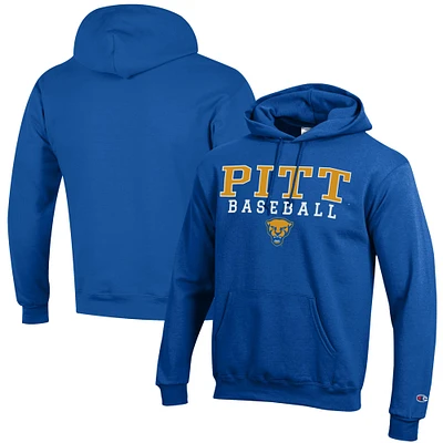 Men's Champion Royal Pitt Panthers Baseball Stack Powerblend Pullover Hoodie