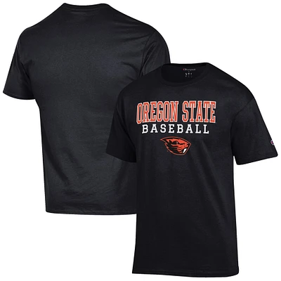 Men's Champion Black Oregon State Beavers Baseball Stack T-Shirt