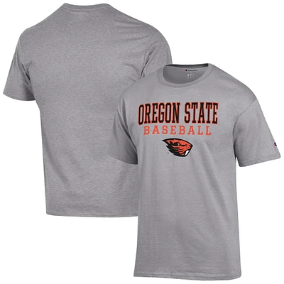 Men's Champion Gray Oregon State Beavers Baseball Stack T-Shirt