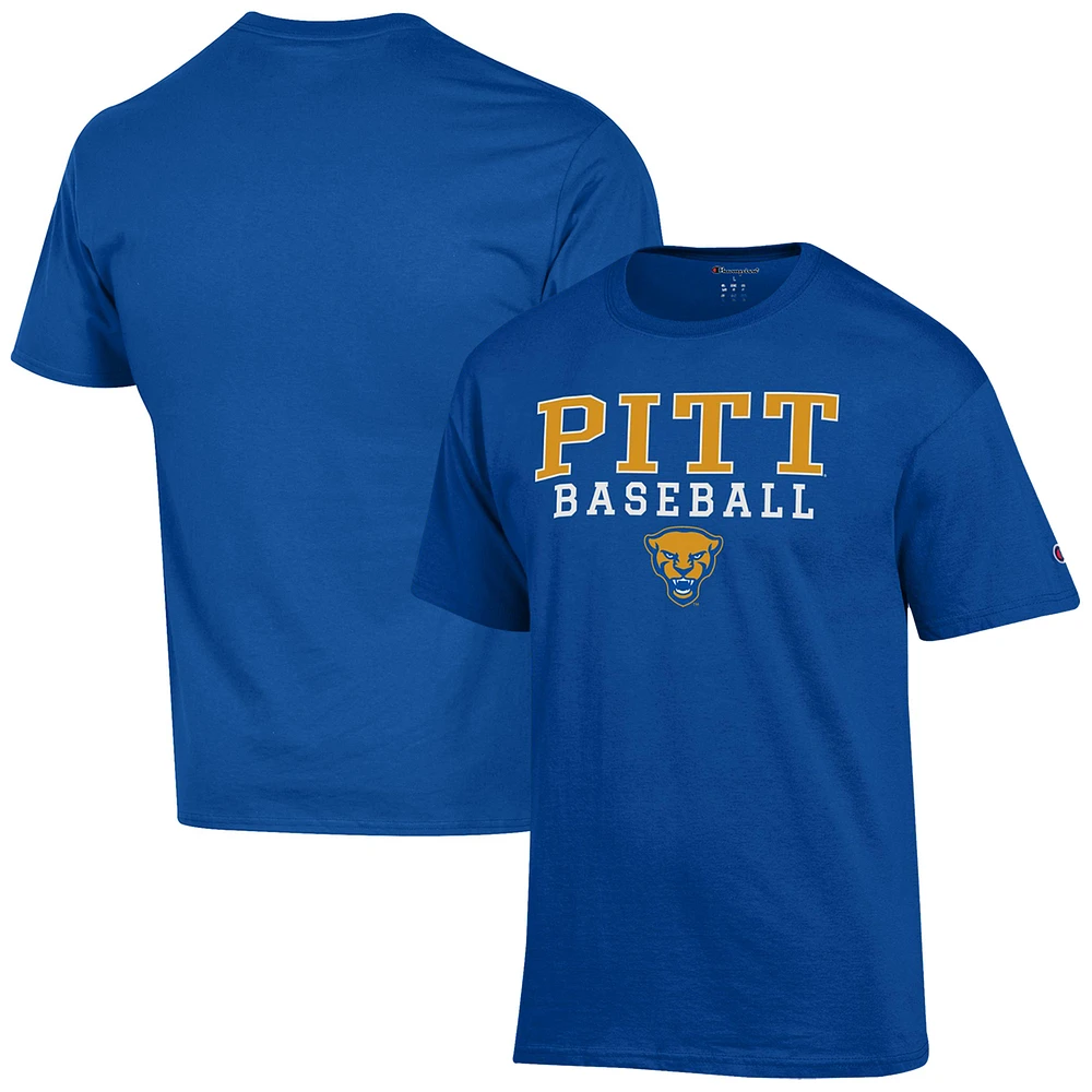 Men's Champion Royal Pitt Panthers Baseball Stack T-Shirt