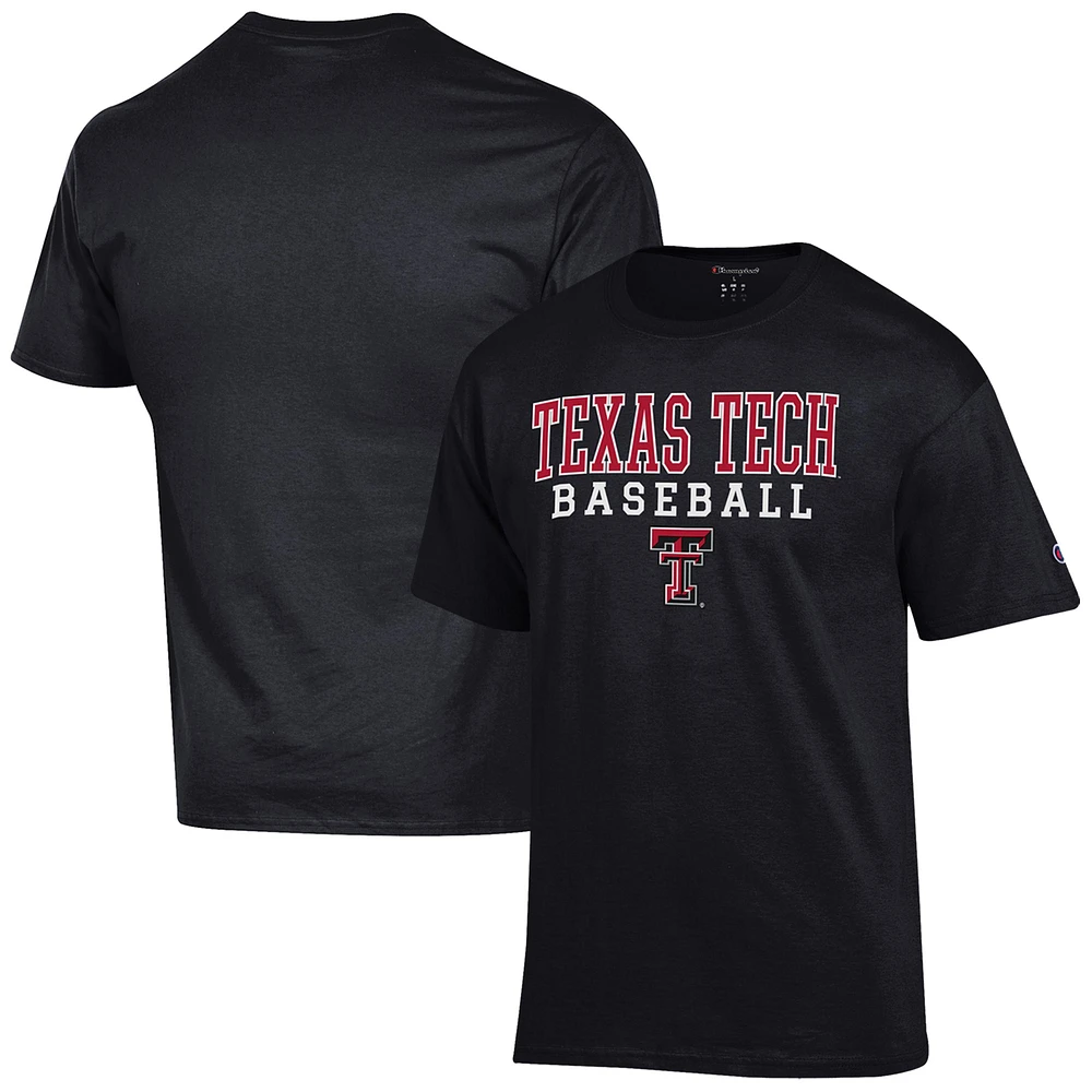 Men's Champion Black Texas Tech Red Raiders Baseball Stack T-Shirt