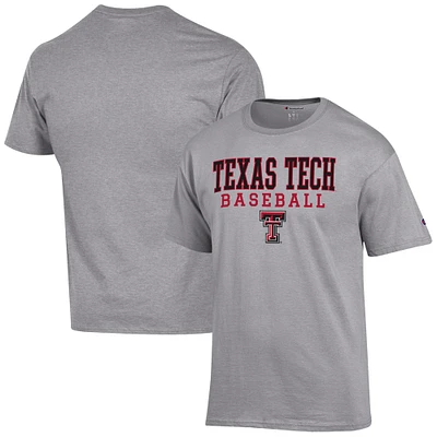 Men's Champion Gray Texas Tech Red Raiders Baseball Stack T-Shirt