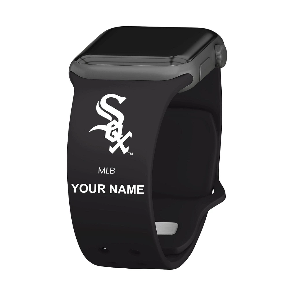 Black Chicago White Sox Personalized Silicone Apple Watch Band