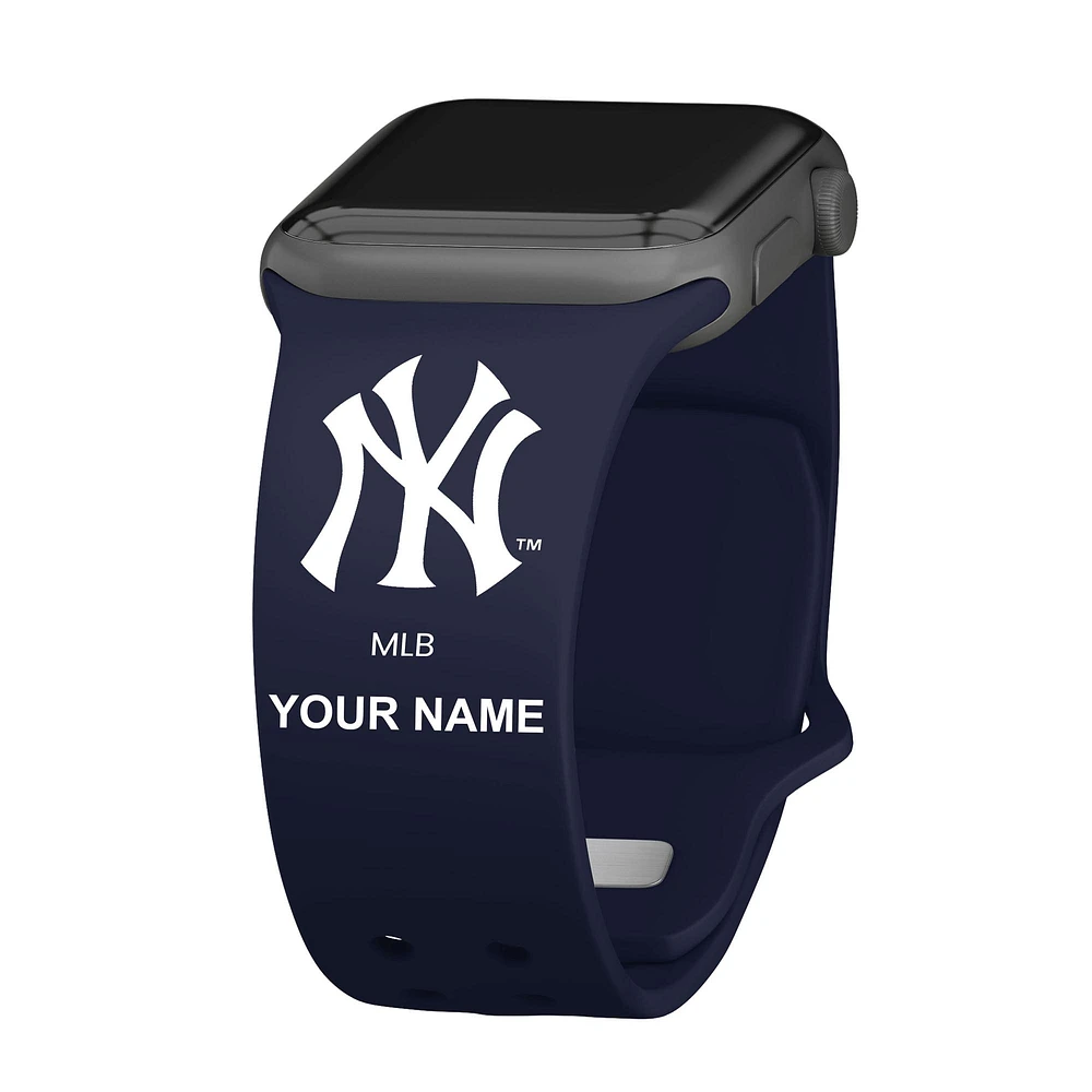 Navy New York Yankees Personalized Silicone Apple Watch Band