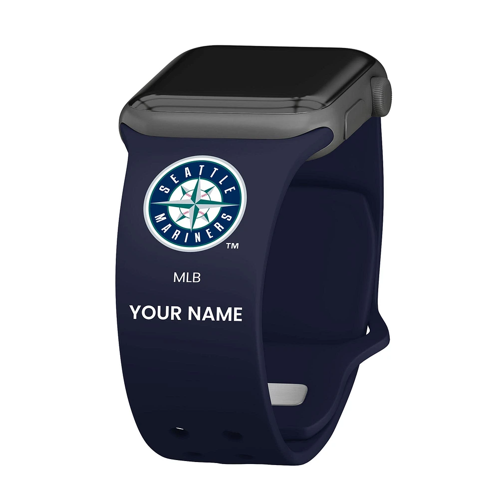 Navy Seattle Mariners Personalized Silicone Apple Watch Band