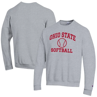 Men's Champion Gray Ohio State Buckeyes Softball Icon Powerblend Pullover Sweatshirt