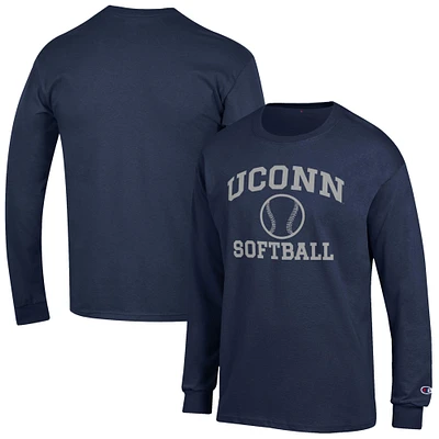 Men's Champion Navy UConn Huskies Softball Icon Long Sleeve T-Shirt