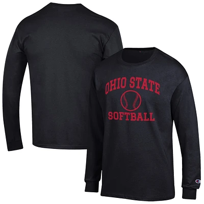 Men's Champion Black Ohio State Buckeyes Softball Icon Long Sleeve T-Shirt