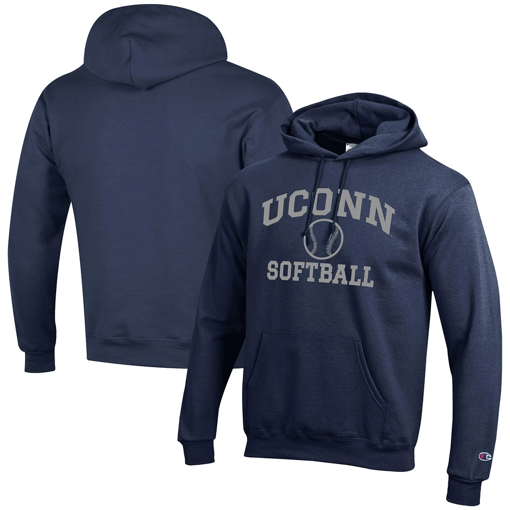 Men's Champion Navy UConn Huskies Softball Icon Powerblend Pullover Hoodie