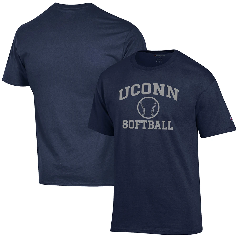 Men's Champion Navy UConn Huskies Softball Icon T-Shirt