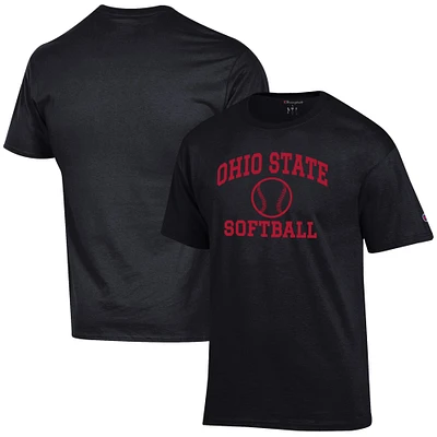 Men's Champion Black Ohio State Buckeyes Softball Icon T-Shirt