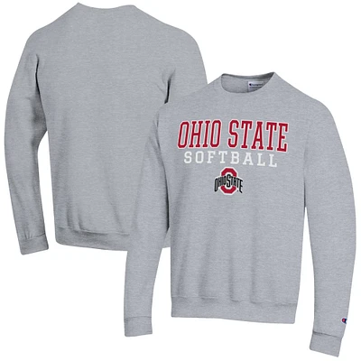 Men's Champion Ohio State Buckeyes Softball Stack Powerblend Pullover Sweatshirt