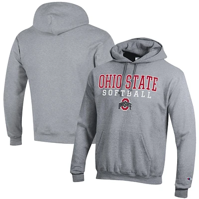 Men's Champion Ohio State Buckeyes Softball Stack Powerblend Pullover Hoodie