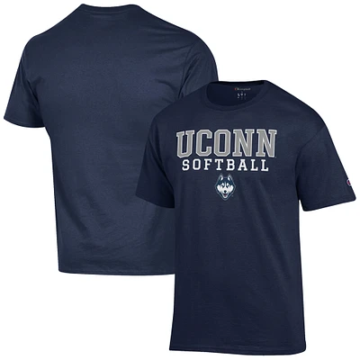 Men's Champion Navy UConn Huskies Softball Stack T-Shirt