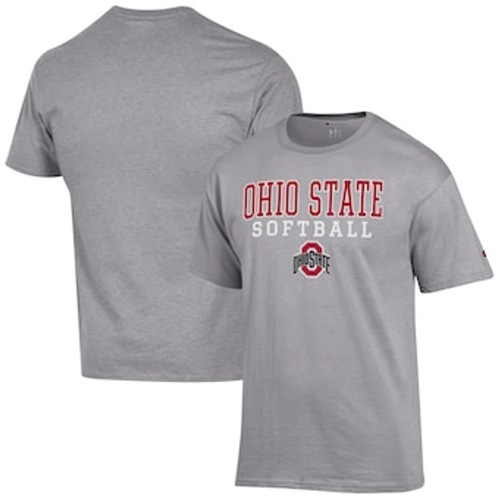 Men's Champion Gray Ohio State Buckeyes Softball Stack T-Shirt