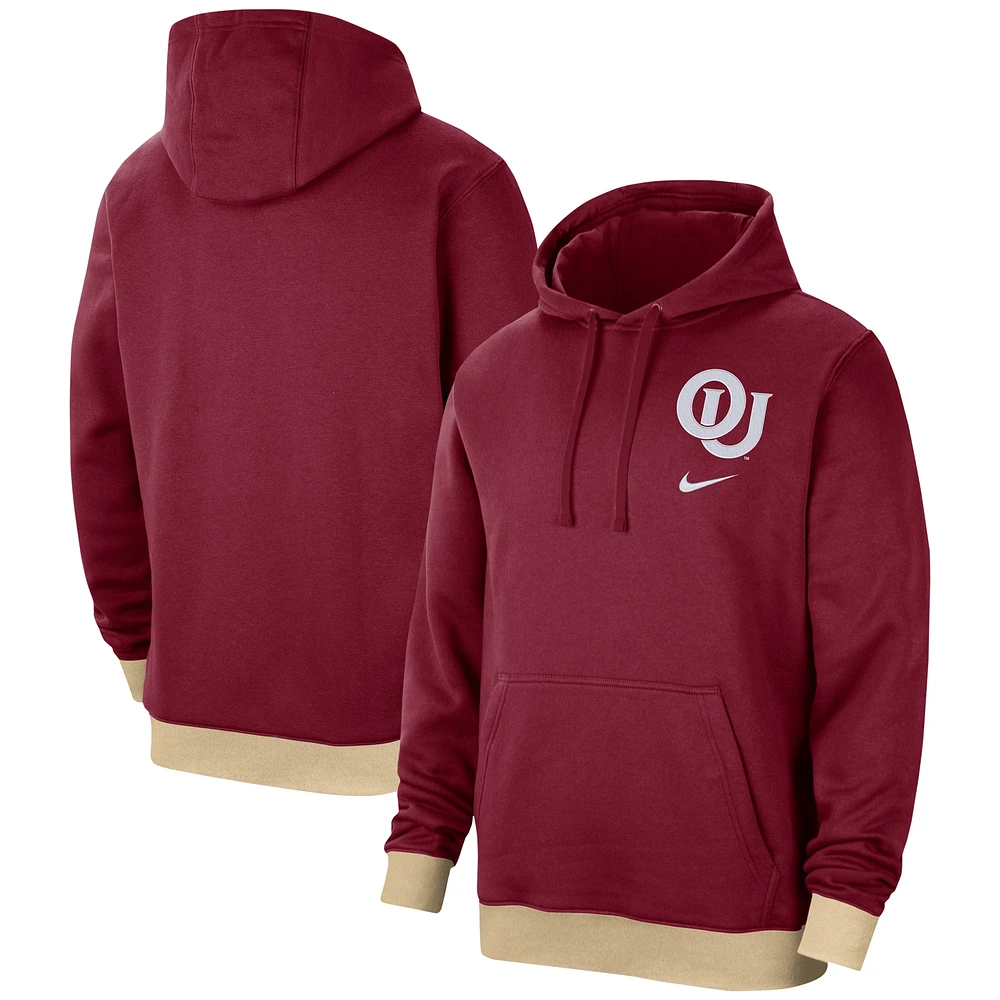 Men's Nike Crimson Oklahoma Sooners Campus Retro Fleece Pullover Hoodie
