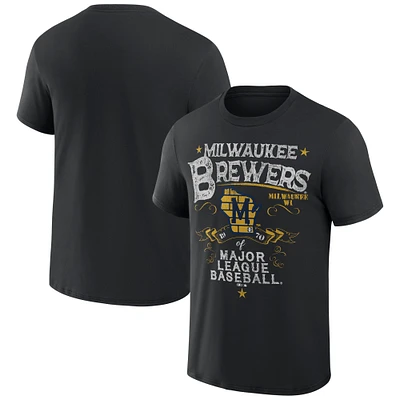 Men's Darius Rucker Collection by Fanatics Black Milwaukee Brewers Beach Splatter T-Shirt