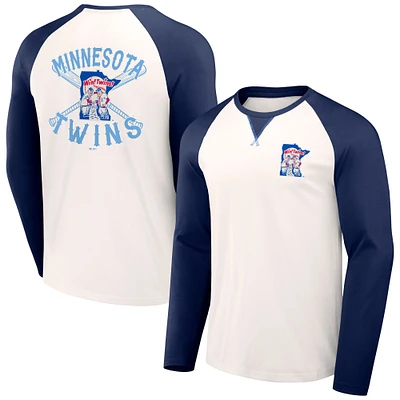 Men's Darius Rucker Collection by Fanatics White/Navy Minnesota Twins Team Color Raglan T-Shirt