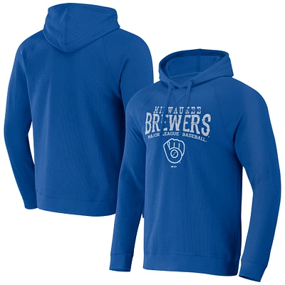 Men's Darius Rucker Collection by Fanatics Royal Milwaukee Brewers Waffle-Knit Raglan Pullover Hoodie