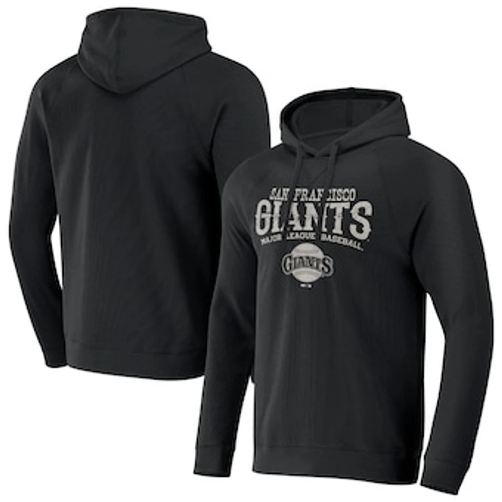 Men's Darius Rucker Collection by Fanatics Black San Francisco Giants Waffle-Knit Raglan Pullover Hoodie