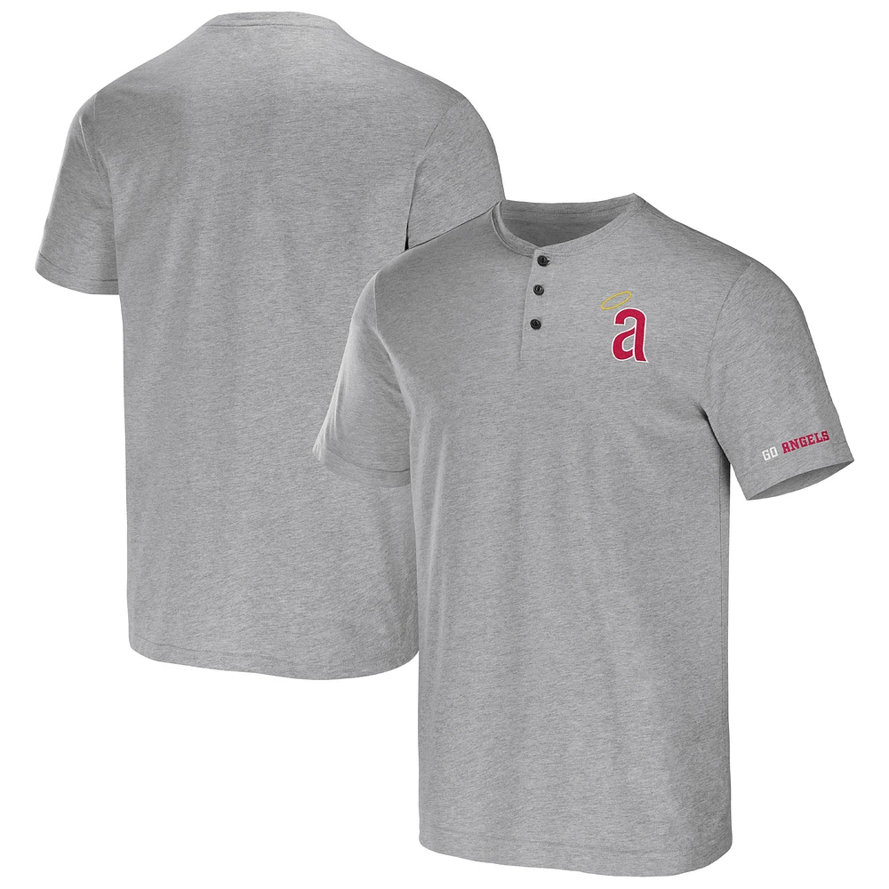 Men's Darius Rucker Collection by Fanatics Heather Gray Los Angeles Angels Henley T-Shirt